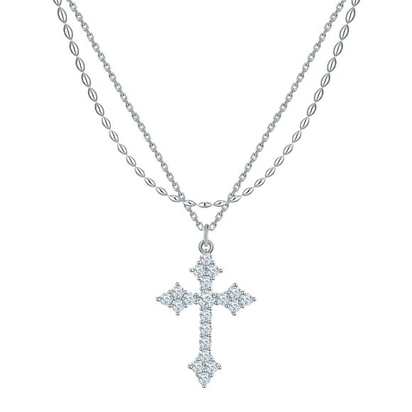 Jewelry - Layered Cross Pendant Necklace Elegant Minimal Chic Hypoallergenic Jewelry